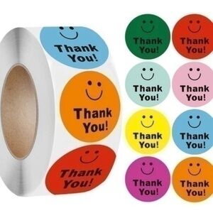 1 roll Thank You Smiley Face Sticker
500 stickers
Size of a quarter